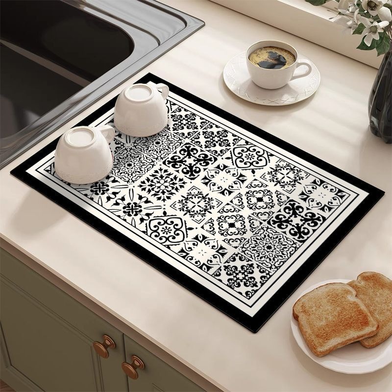 Retro Tile Pattern Absorbent D - đánh giá và giá Bar Mat Rubber