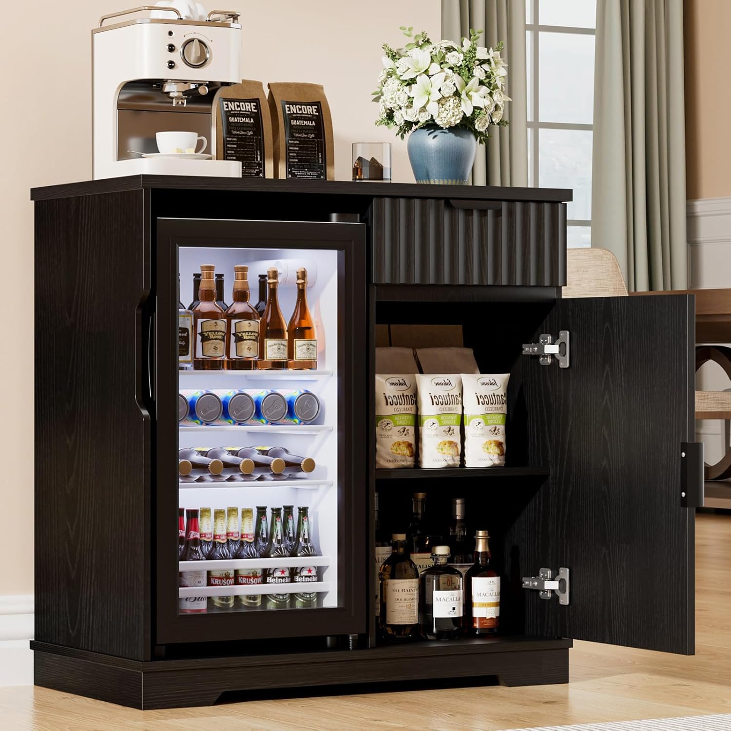 Fluted Coffee Bar Cabinet with - đánh giá và giá Home Bar And Cabinet