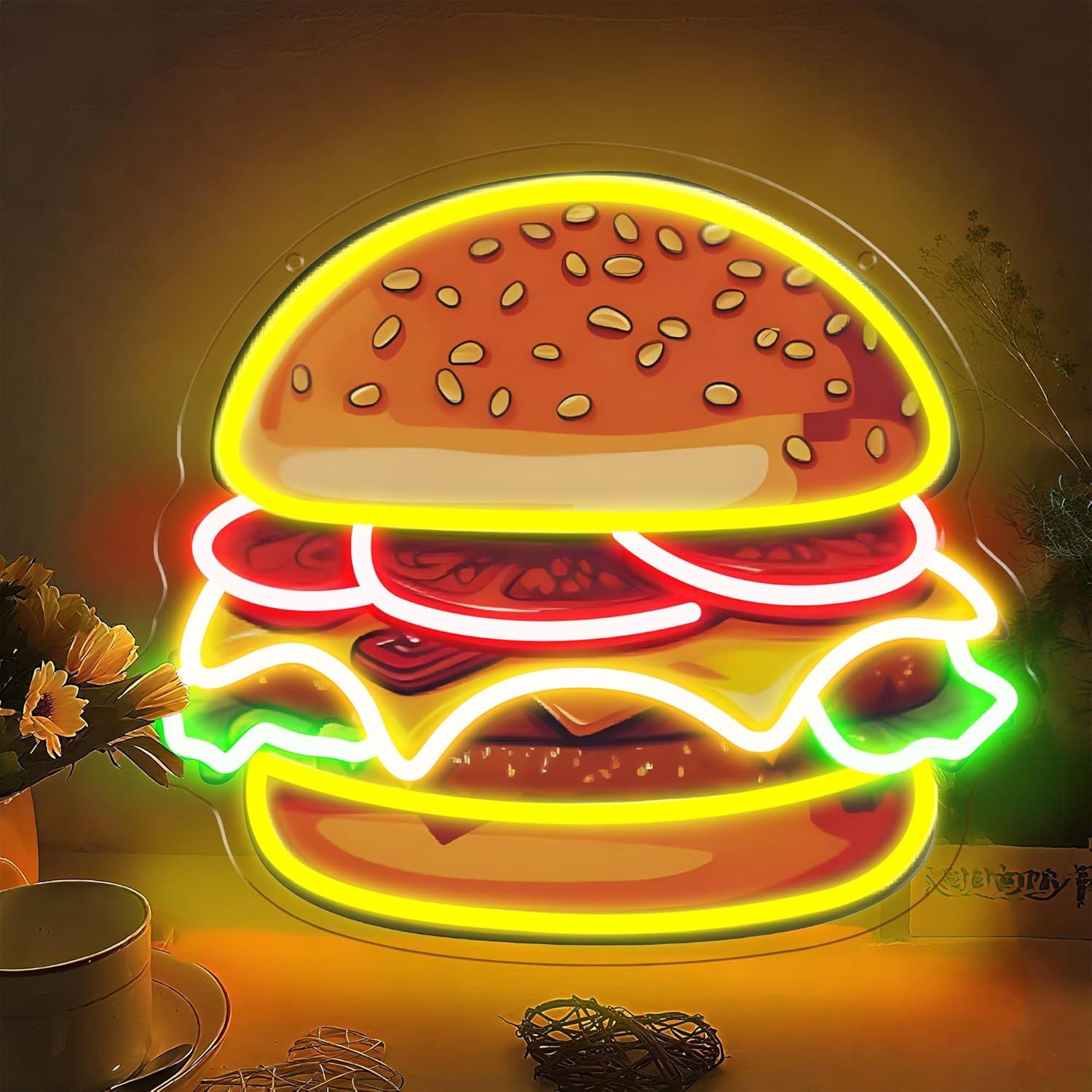 Burger Neon Sign LED Hamburger - đánh giá và giá Home Bar Signs