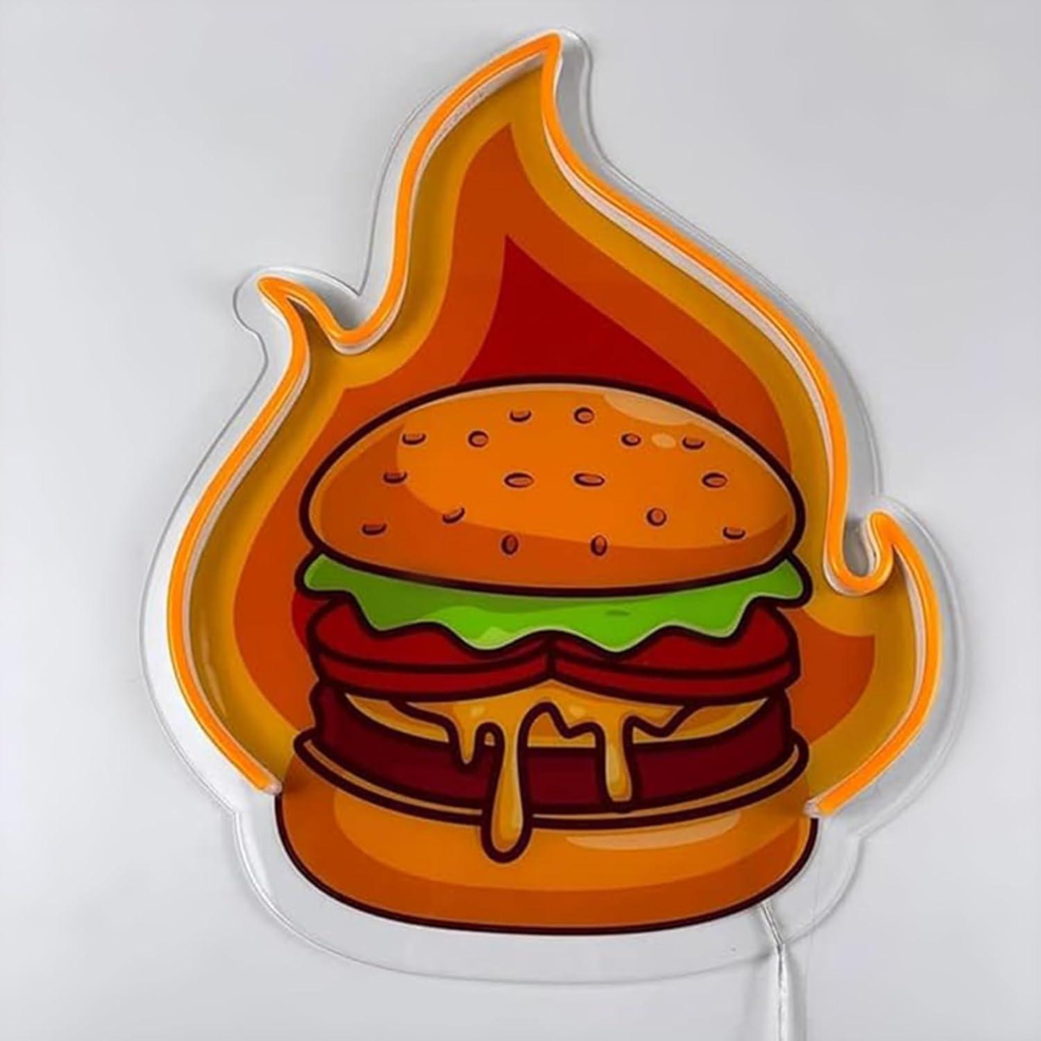 Burger Neon Sign LED Hamburger - đánh giá và giá Home Bar Signs