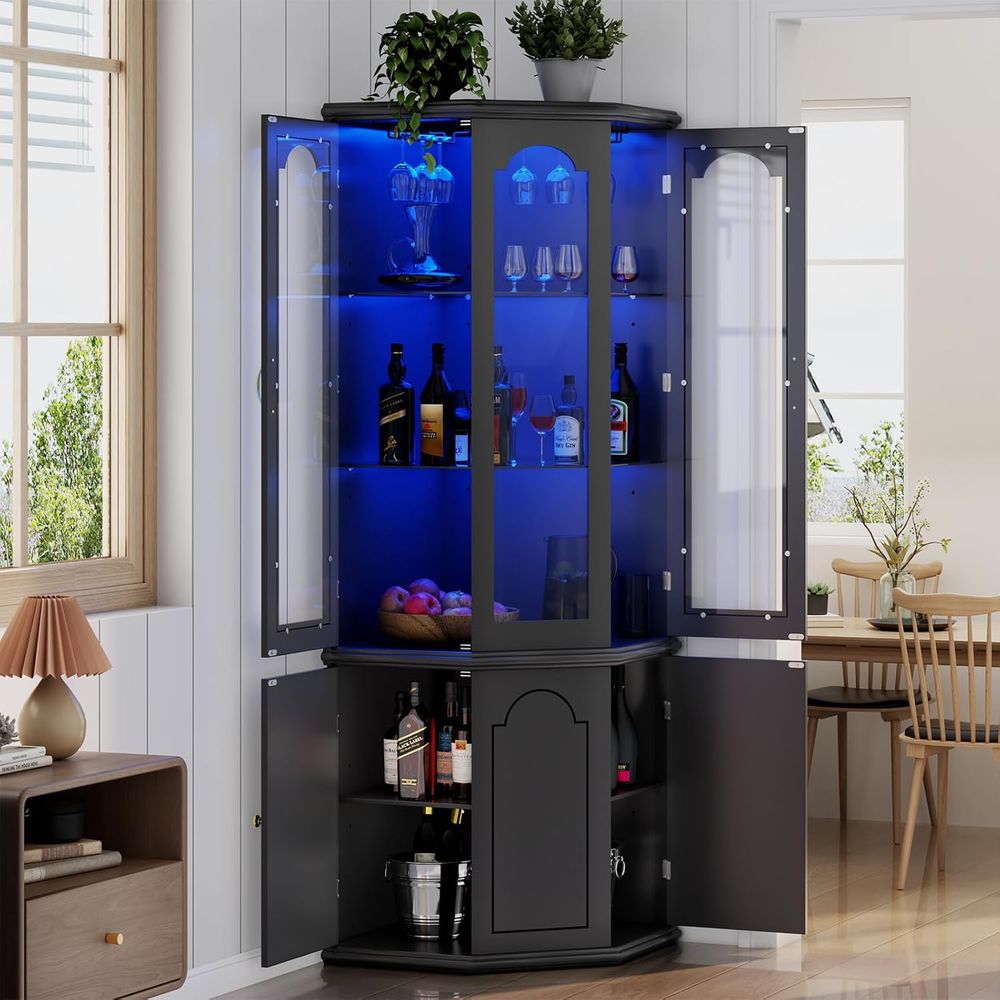 Illuminated Bar Cabinet with T - đánh giá và giá Home Bar And Cabinet
